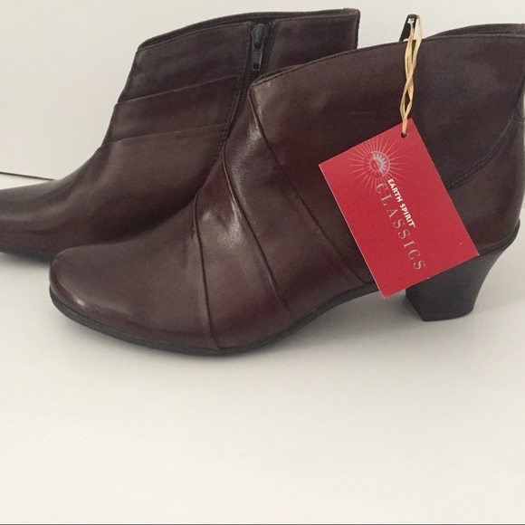 Earth Spirit Leather Heeled Boots Brown Only 11 - Picture 2 of 16